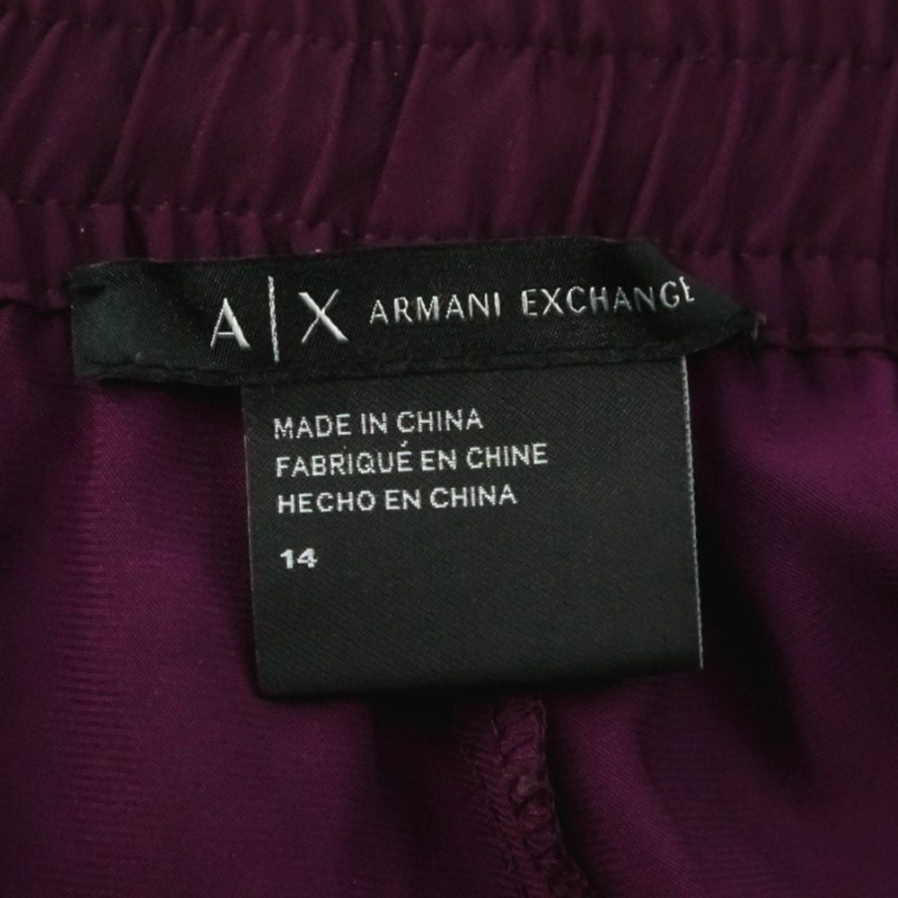 Armani Exchange Size 14 Purple Pull On Drawstring Ankle Length Satin Pants - Picture 5 of 8